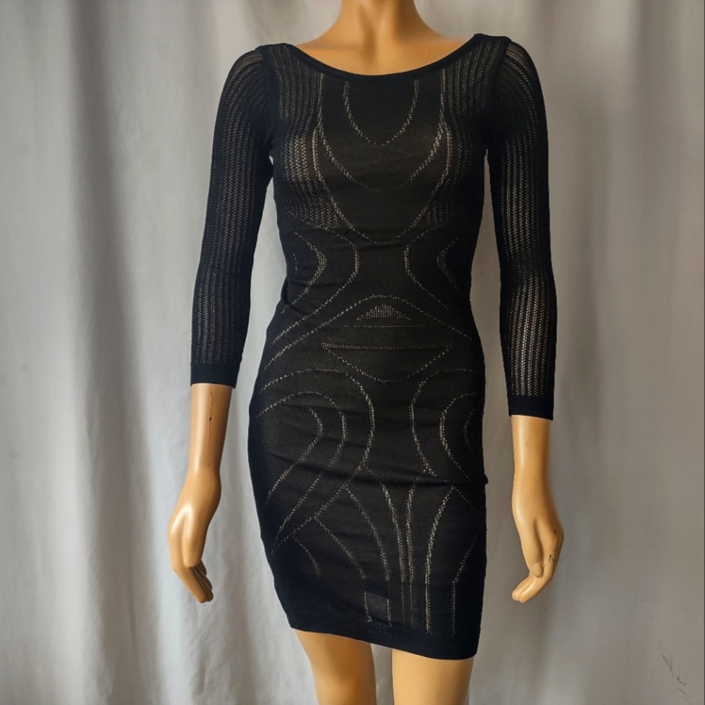 NWT Bec & Bridge Long Sleeve Sheer Knit Little Black Dress Size 4/6